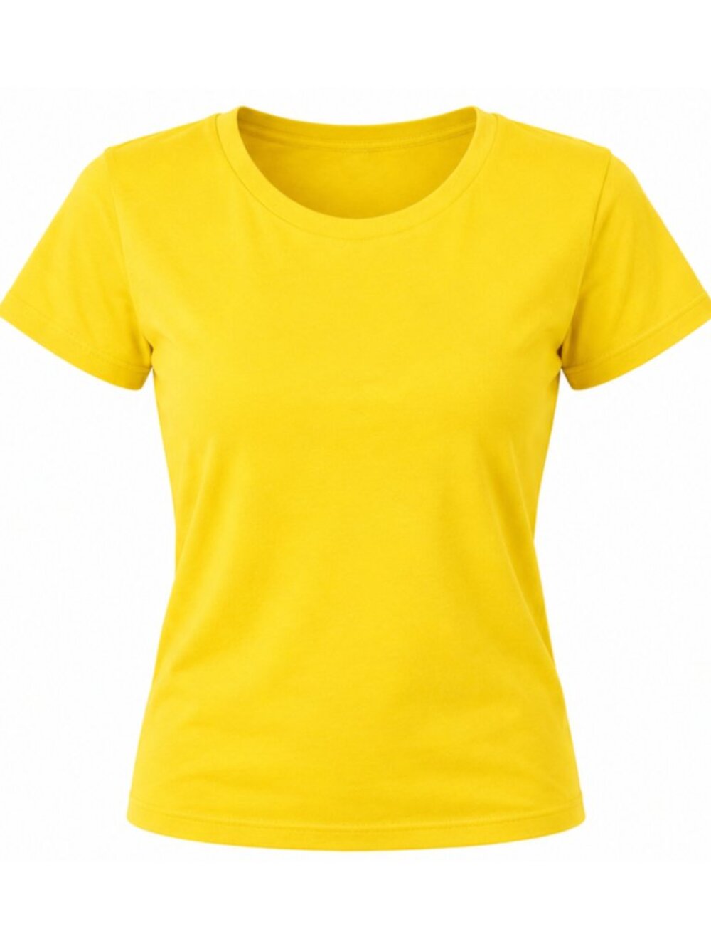 Women's Yellow Basic Crew Neck T-Shirt Solid Casual Short Sleeve Tee S-XL